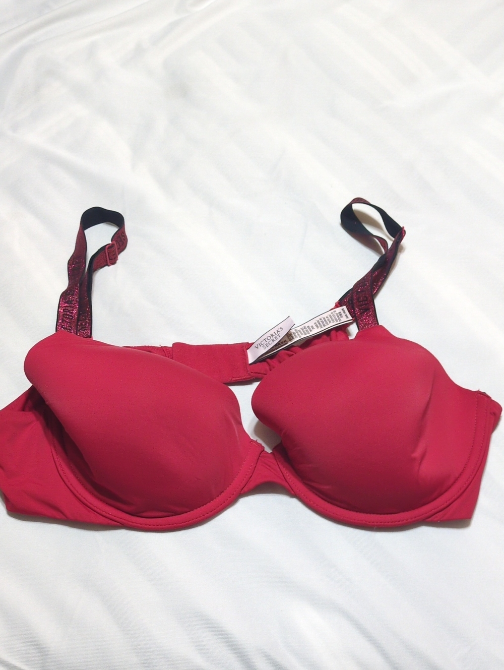 Victoria's Secret Hot Pink Padded Bra with Patterned Straps